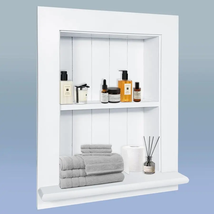 

Bathroom Wall Cabinet with 2Tier Shelves,Wooden Recessed Medicine Cabinet Over Toilet Storage Cabinet,Bathroom Cabinet Wall Moun