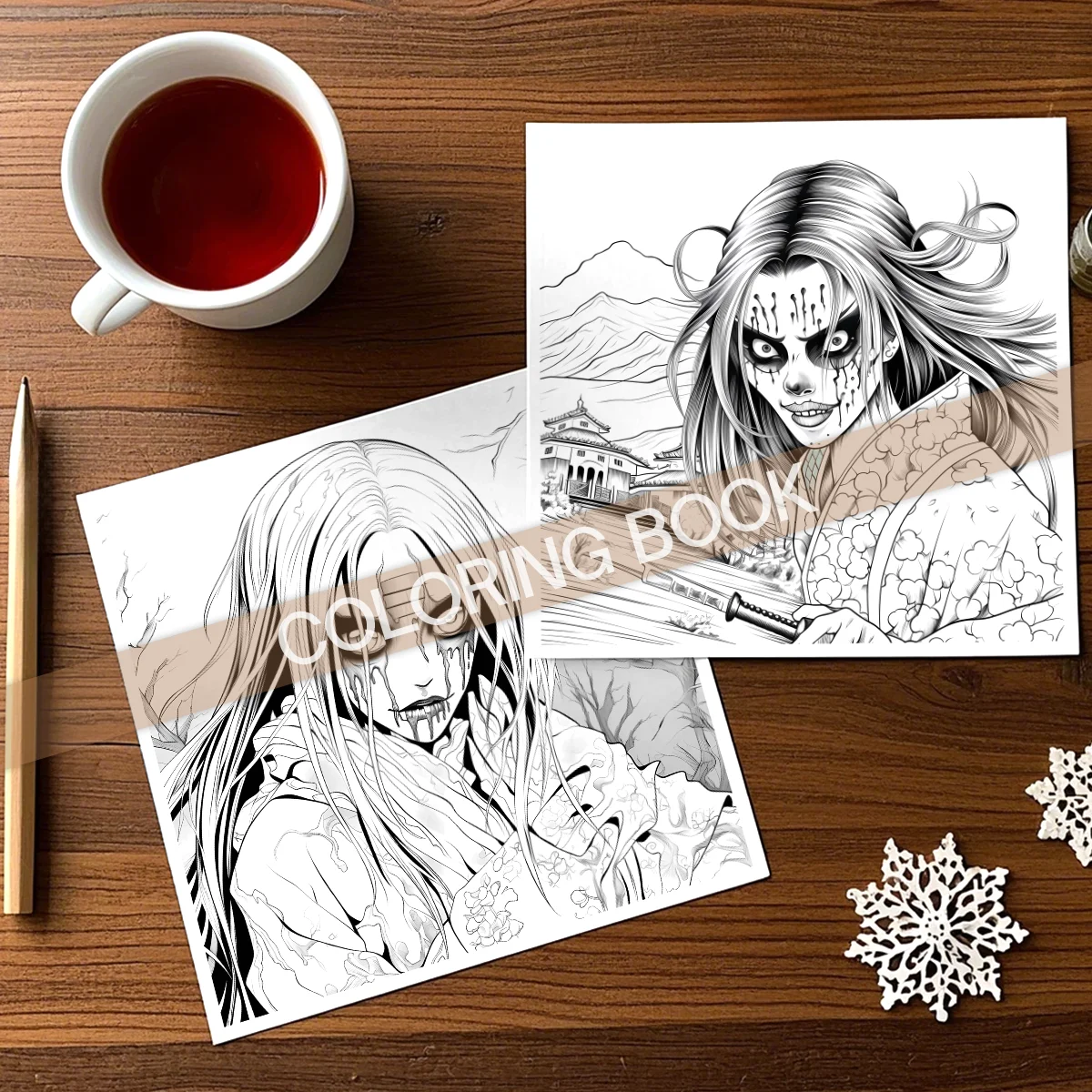 كتاب تلوين الجمال المرعب للبالغين يتميز بأنماط جريئة وسهلة رسم يدوي كتب ترفيهية ذاتية الصنع