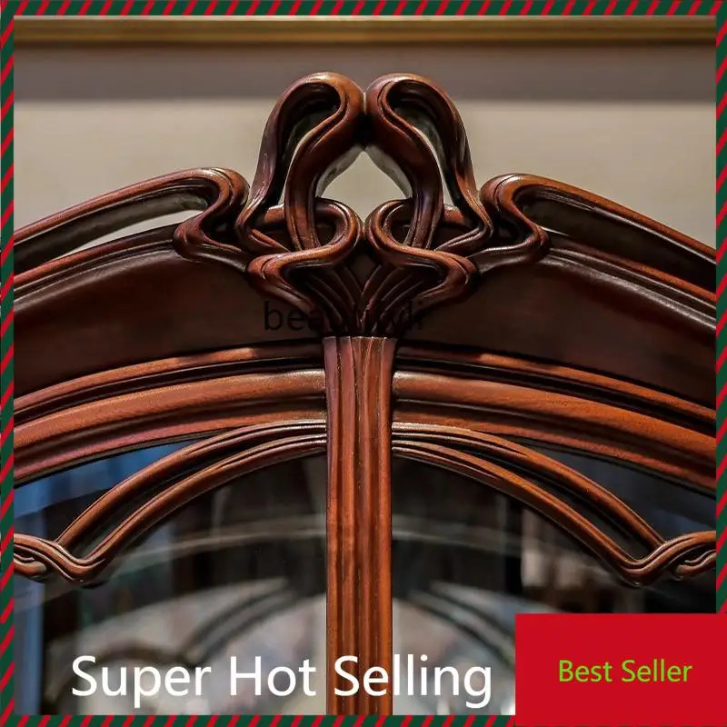 

A71 American solid wood wine cabinet, living room glass dining side storage, red wine display cabinet, carved decorative cabinet