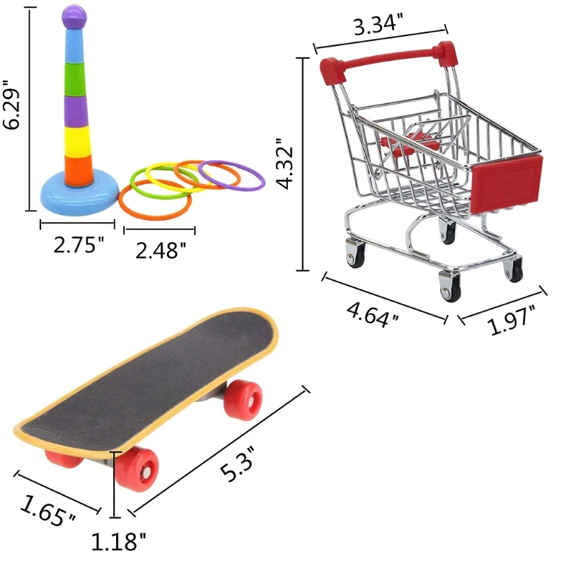 Bird Toys 4 Types Parrot Toy Set Include Basketball Toy Skateboard Stacking Toy Metal Trolley Toy Ball Bouncer Toy 29EF