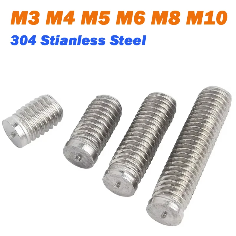 5~50Pcs 304 Stianless Steel Headless Spot Welding Screw M3 M4 M5 M6 M8 M10 Stepless Weld Studs Type B Seed Welds Screws