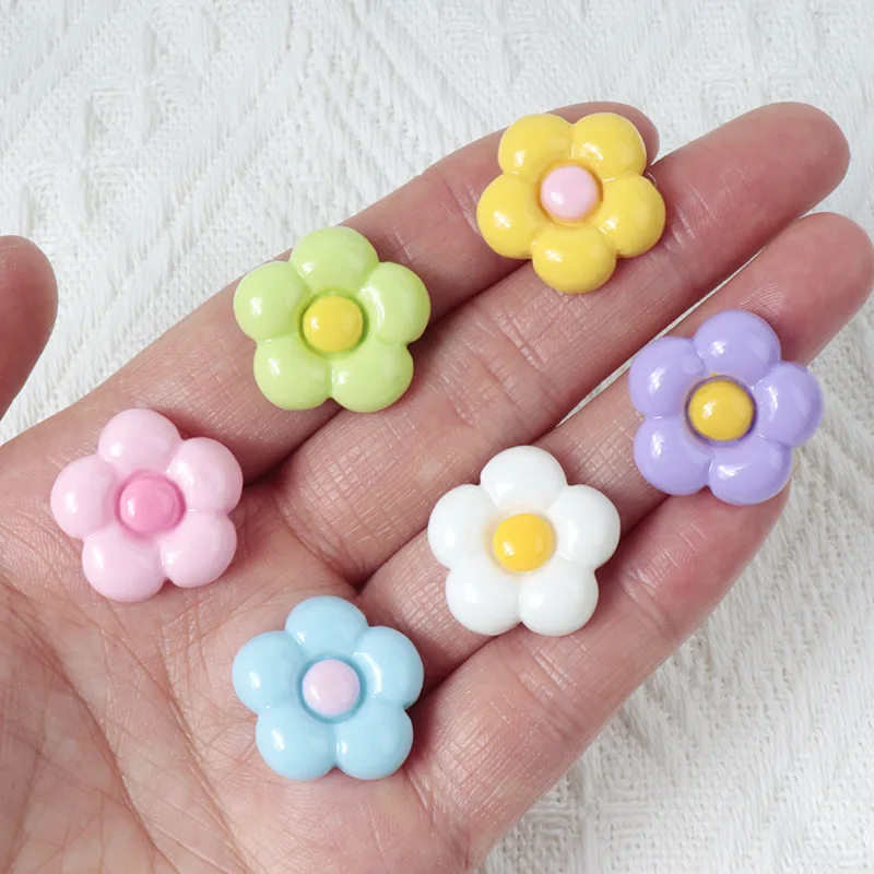 20pcs Resin Accessories Brightening Candy colored Flowers DIY Hairpin Children's Headstring Handmade Material Pendant Jewelry