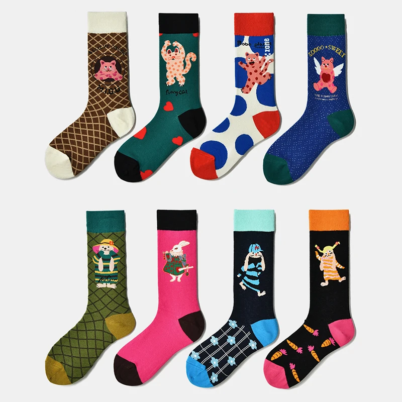 

1 pair 2025 Korean fashion sweet woman socks cute love square funny socks street hip hop skateboarding happy socks Y2K kawaii