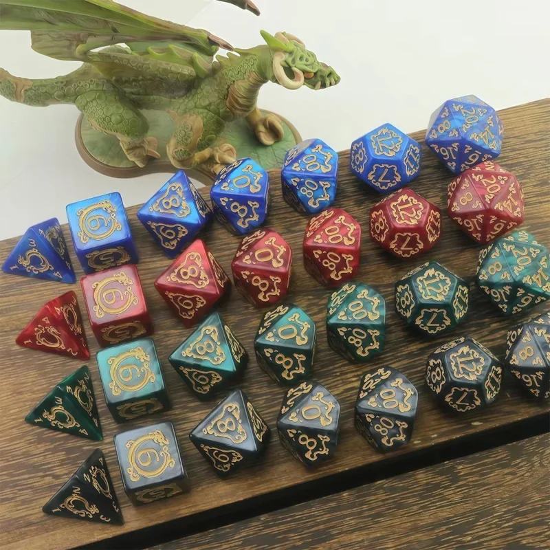 DND النرد 7 قطعة مجموعة نرد متعدد السطوح حافة حادة الراتنج ل D & D TRPG لعب الأدوار ألعاب هدية عيد ميلاد الترفيه الملحقات