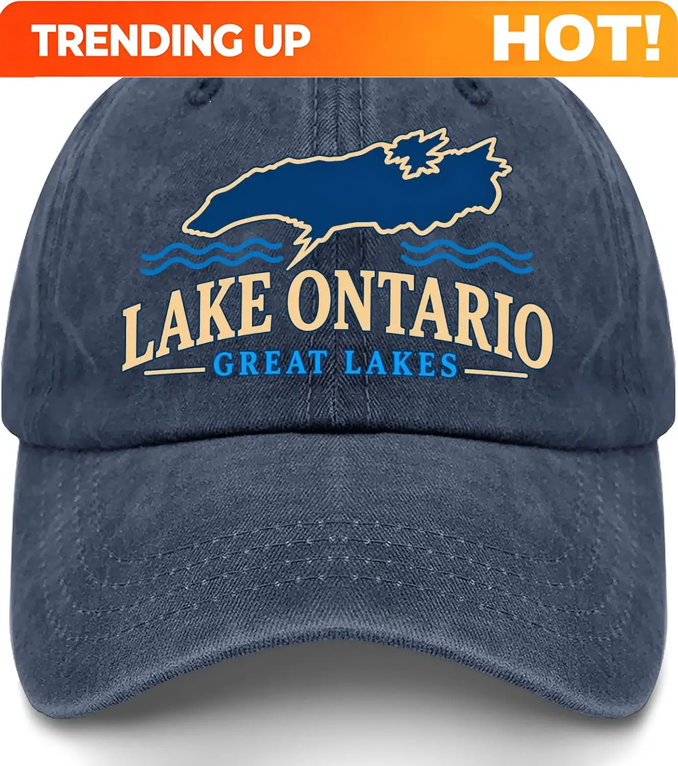 Customization Lake Ontario Great Lakes Collegiate Washed Baseball Cap Unisex Travel Hat