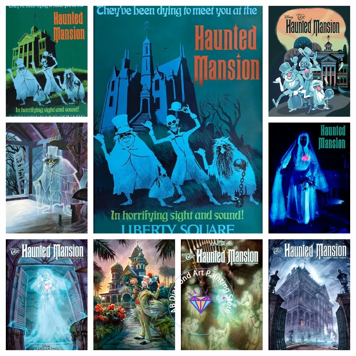 

Disney World AB Diamond Painting Kit 5D DIY Mosaic Haunted Mansion Attractions Disneyland Magic Kingdom Ghosts Embroidery Kits