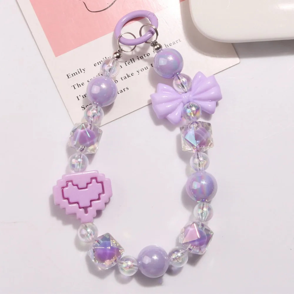 

Jewelry Anti-lost Bow Mobile Phone Straps Lanyard Bracelet Keychain Bag Chain Korean Style Acrylic Beaded Wrist Strap Women
