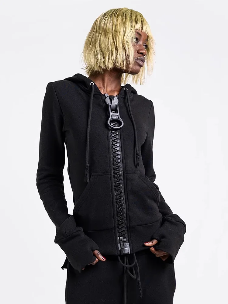 Übergroßer Hoodie für Damen Y2k Europäischer und Amerikanischer Retro-Stil Übergroßer Reißverschluss Harajuku Street Hip-Hop Lässiger Zipper-Sweatshirt Unisex – Detail 4