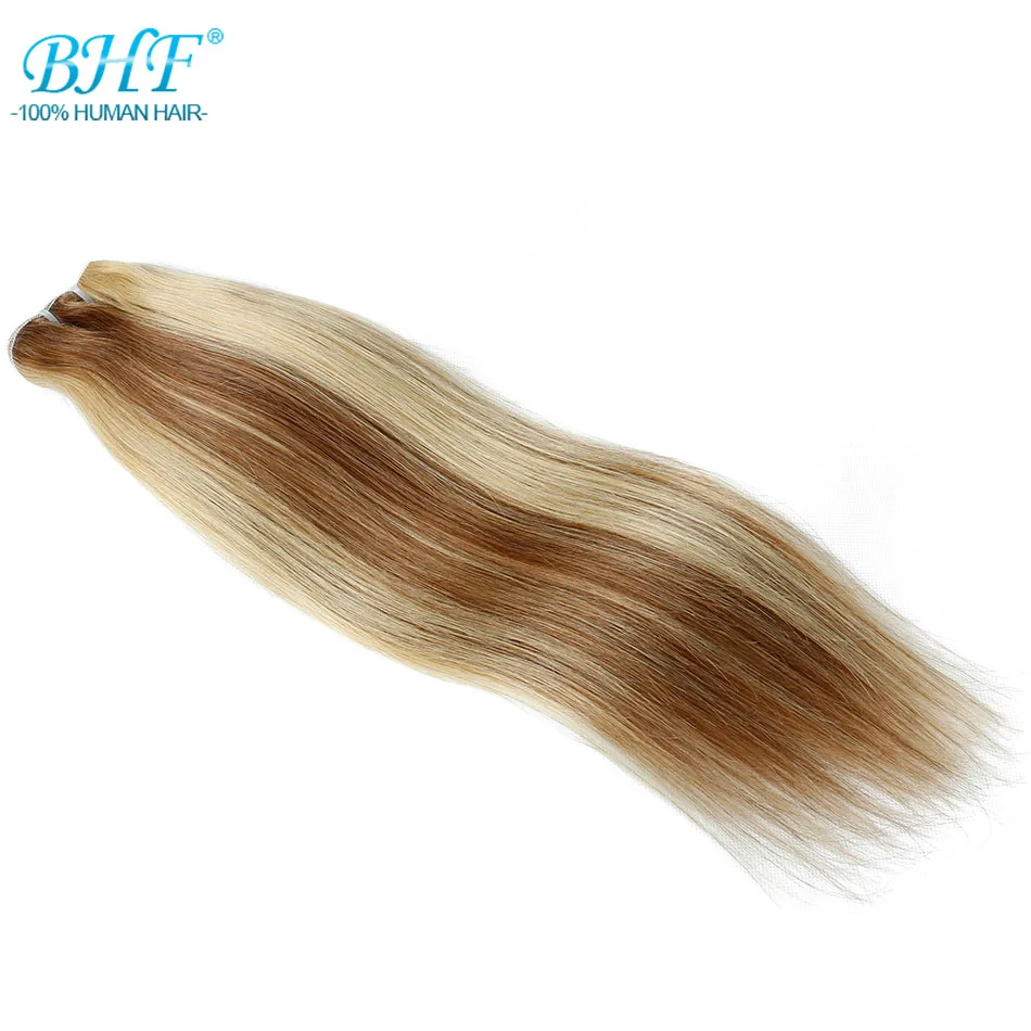 BHF-extensiones de cabello humano 100% liso, pelo Natural Remy europeo, trama de 100g, Color Piano