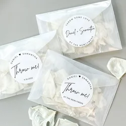 50pcs Wedding Petal Toss Sticker Personalized Throw Me Wedding Stickers & Bags Set Party Exit Toss Confetti Packets Guest Favors