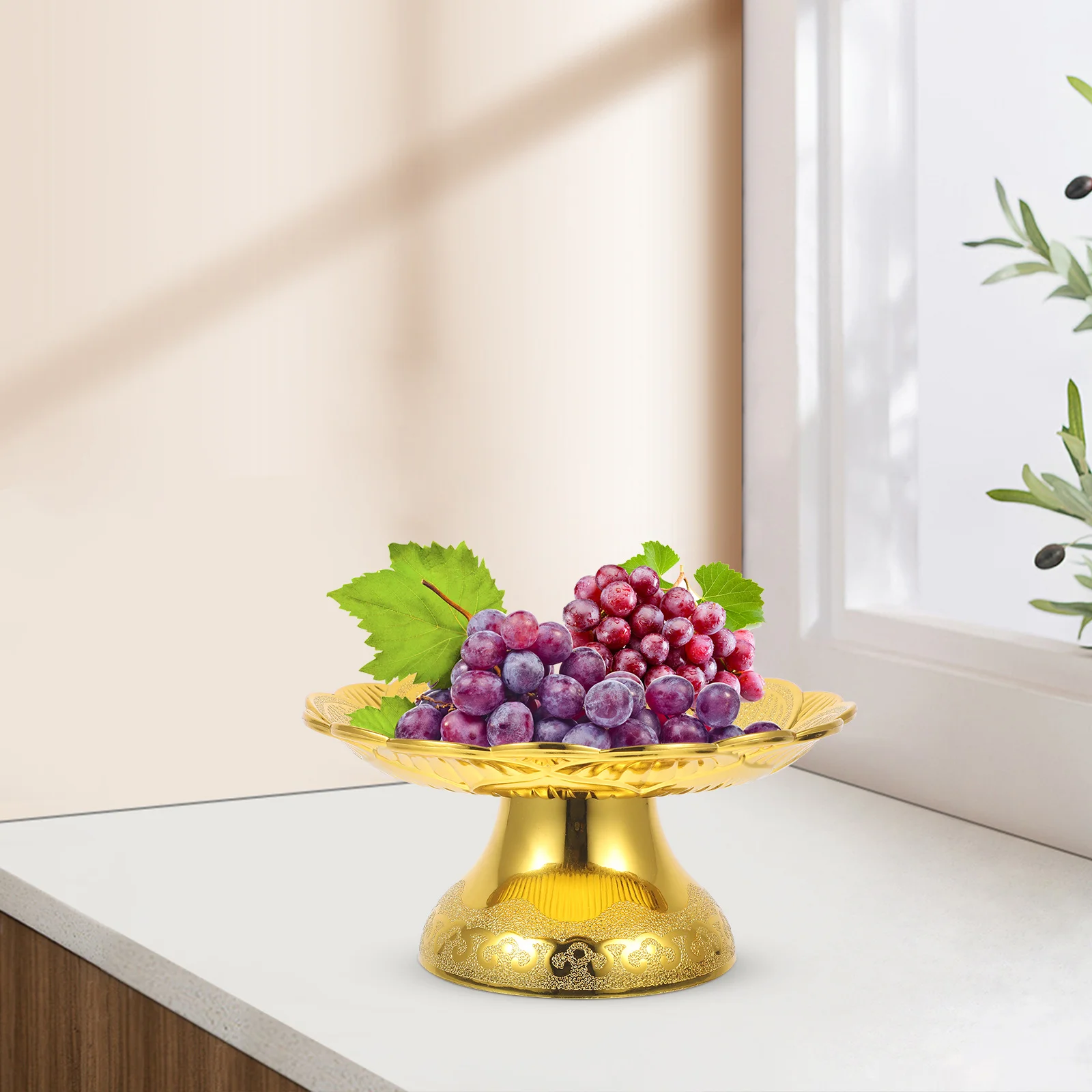 Elevated Fruit Plate Lotus Design Buddhist Offering Tray For Temple Worship Home Decoration Storage Container