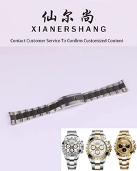 XIANERSHANG Custom R-olex DAYTONA Original Watchbands 20MM Curved Interface 904L Stainless Steel Strap Folding Buckle Bracelet