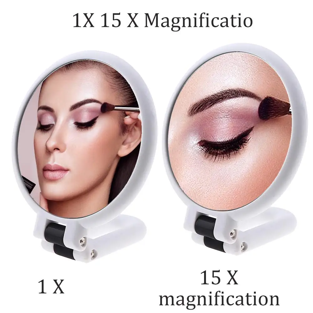 10/15X Magnifying Makeup Mirror Double Sided Makeup Vanity Mirror Travel Folding Handheld Mirror 1/10x 15X Magnifying Makeup Too