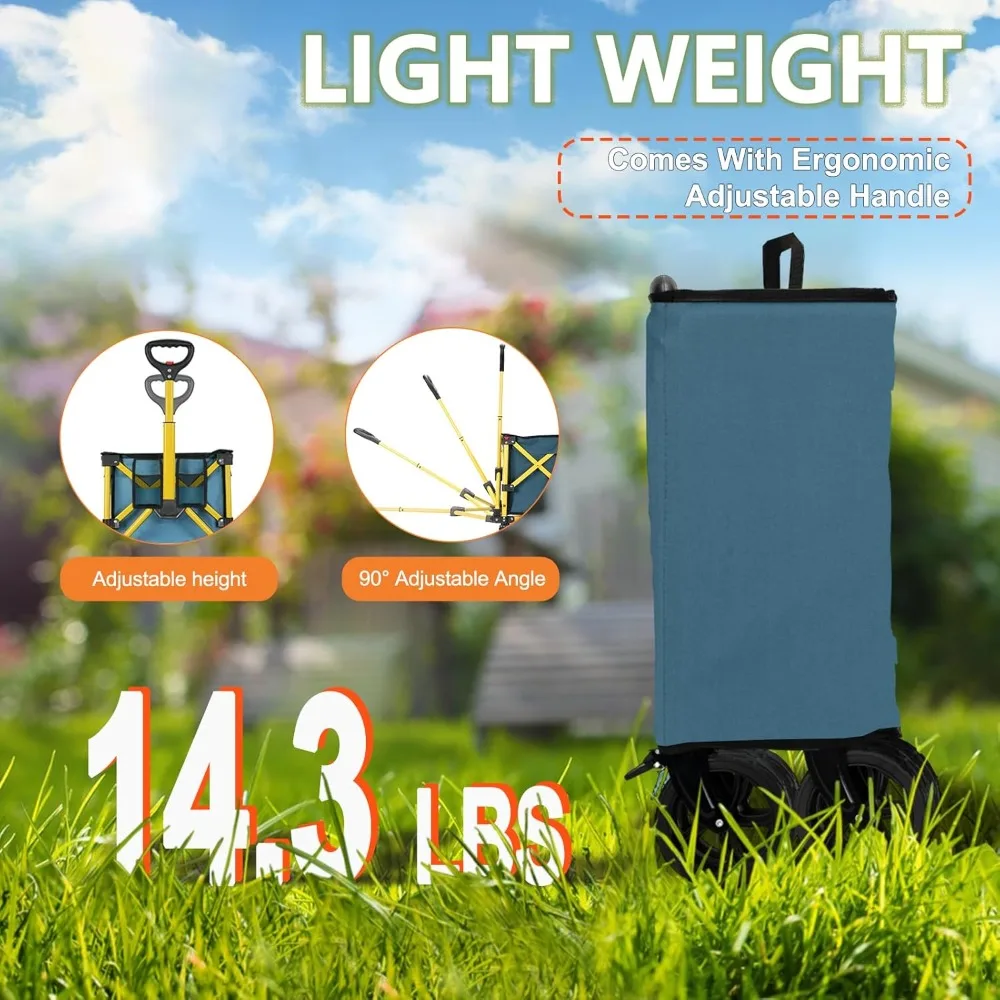 عربة أدوات قابلة للطي مع عجلات لجميع التضاريس بسعة تحميل كبيرة