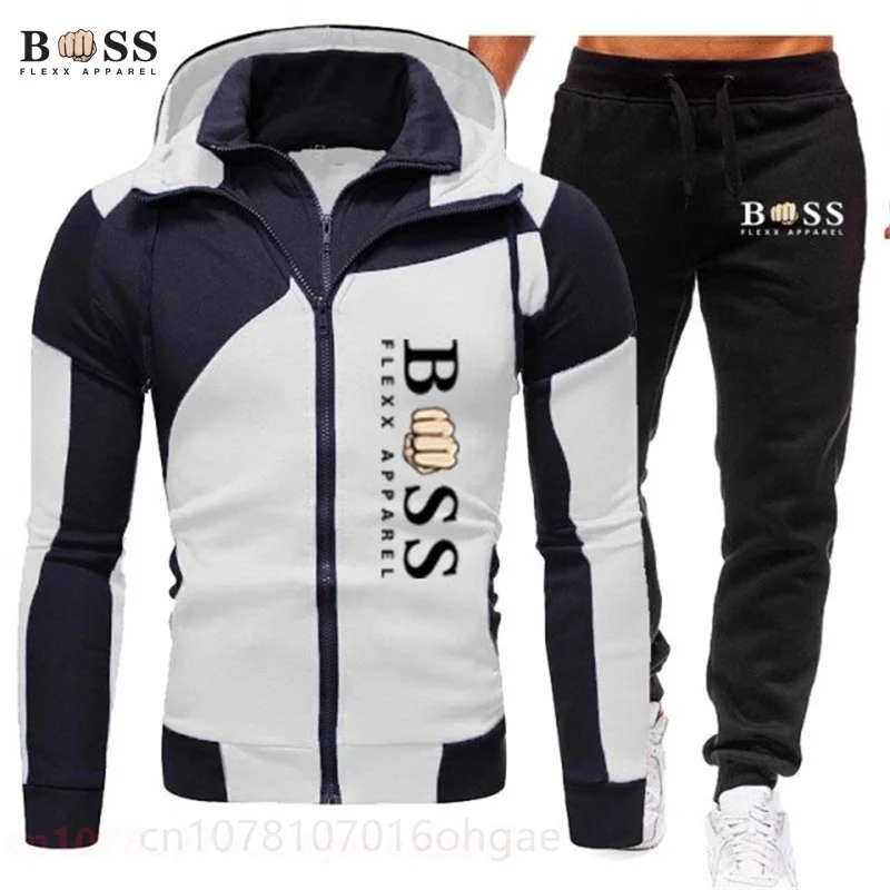 2024 Men Jacket Tracksuit Casual Sports Suit Men\'s Set 2023Autumn Winter Two Pieces Set Mens Sportswear Plus Pants Suit