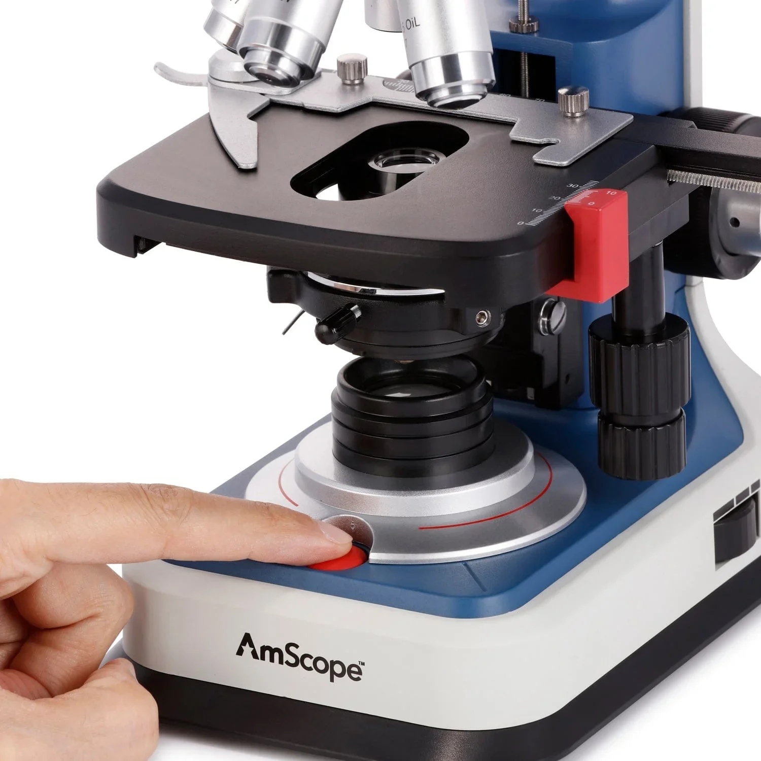 AmScope 40X-2500X USB-C Rechargeable Student Binocular Compound Microscope w/3D Two-Layer Mechanical Stage, Achromatic Objective