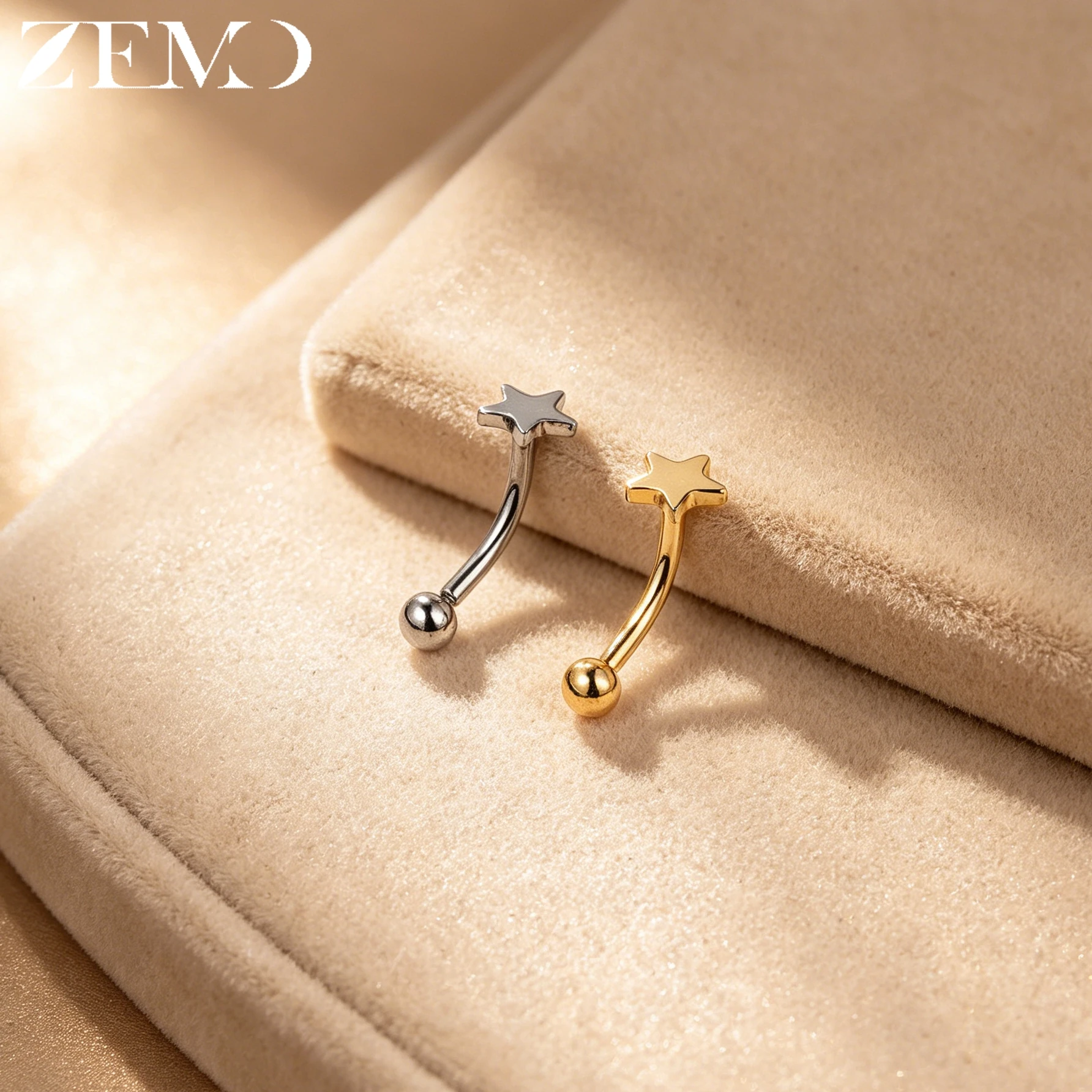 16G Titanium Eyebrow Ring with Star Zircon Earring
