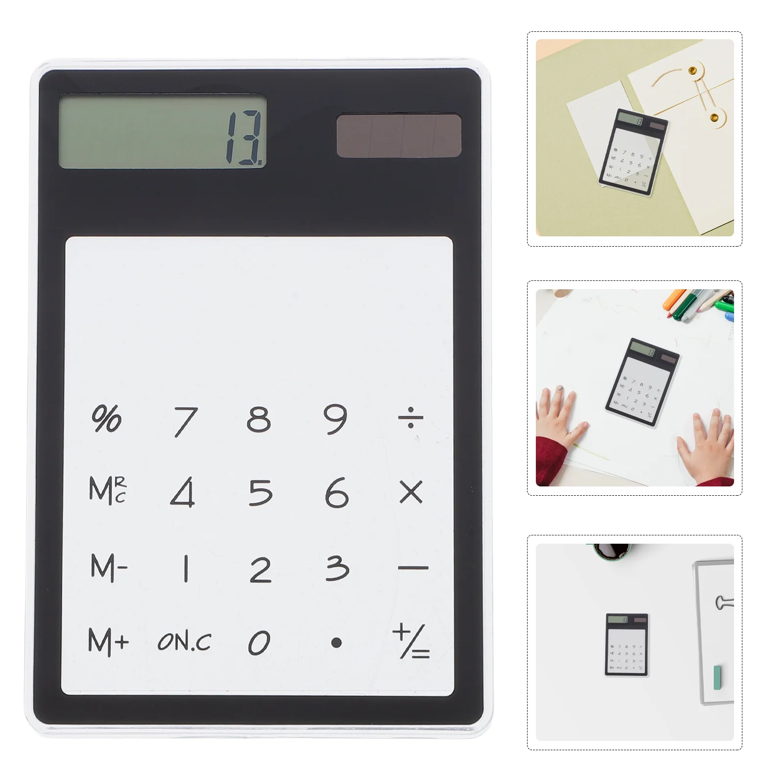 Unique Transparent Touch Panel Design Solar Powered Calculator (Black) solar powered calculator small