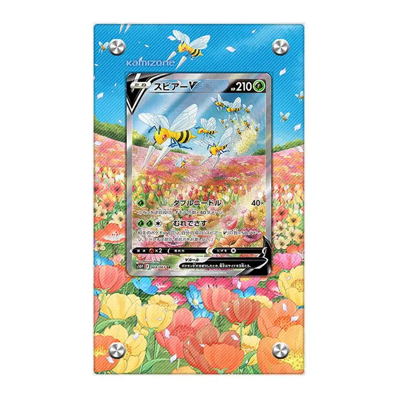 Cartoon PTCG Japanese version Anime Card Brick Beedrill V Acrylic Standing Display Stand Does Not Include Cards 64*89mm