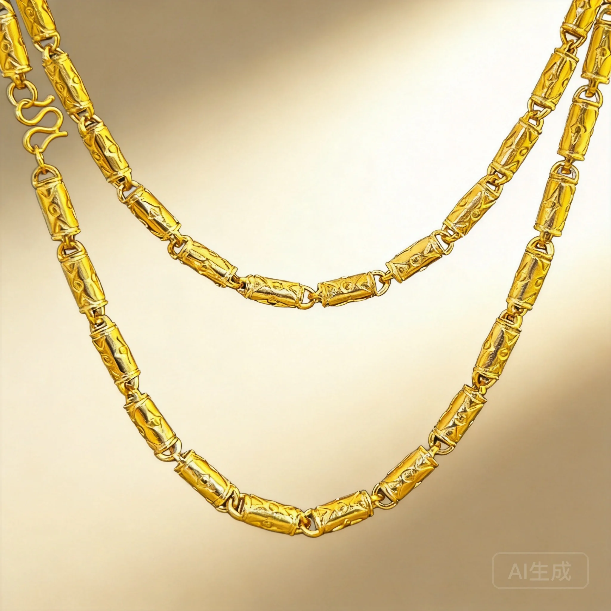 2026 Men's Gold Plated Copper Bamboo Joint Necklace Vintage Trendy Personalized Retro Neck Chain For Daily Wear Party Jewelry
