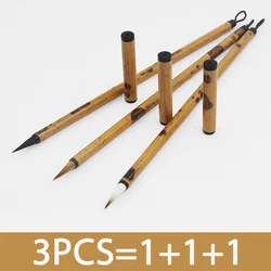 3PCS Bamboo Calligraphy Brush Weasel Wool Rabbit Hair Mix Set Professional Xiaokai Writing Brush Regular Script Writing Brush