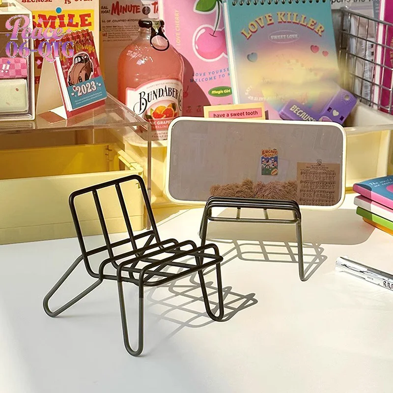 New Small Chair Design Iron Mobile Phone Holder Racks Stand Simple Student Creative Desktop Ornaments Home Accessories