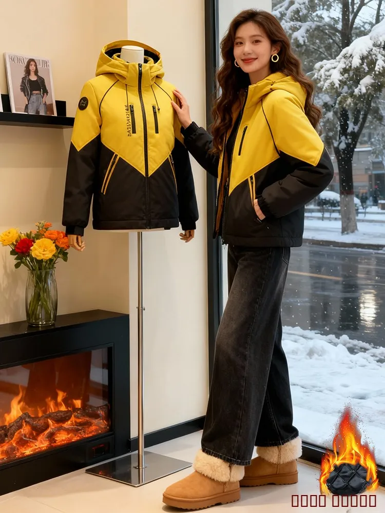 

Зимняя женская утепленная хлопковая куртка-ветровка 2026 года в корейском стиле, приталенная, модная, теплая, на молнии, с капюшоном, для повседневной носки