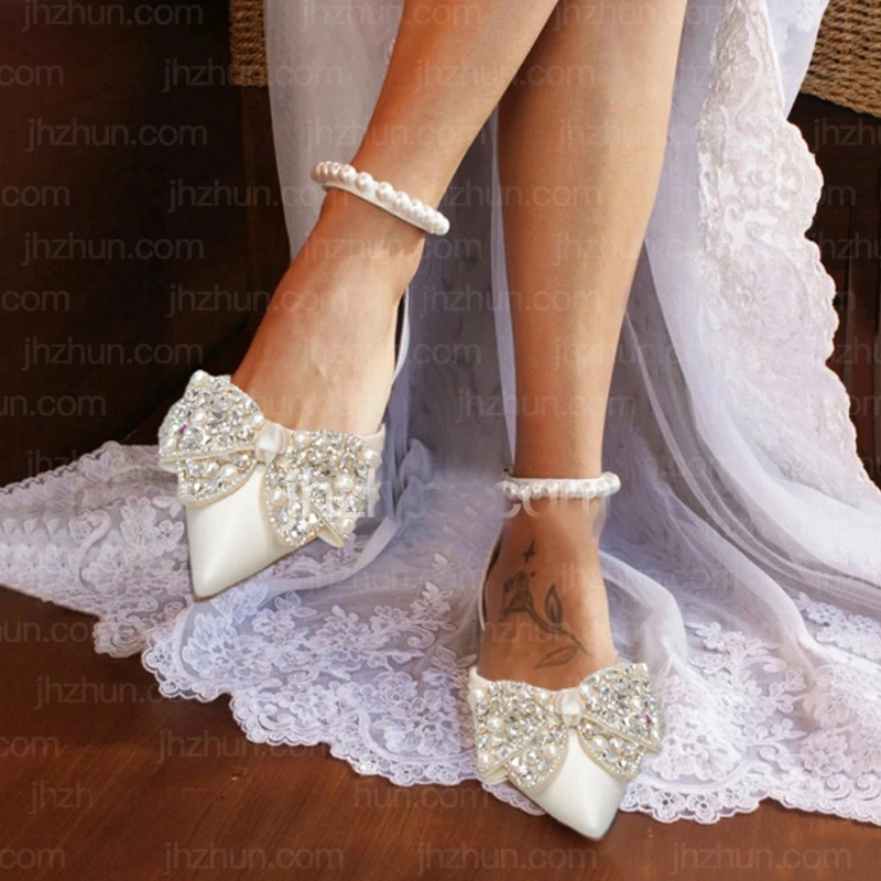 جديد وأشار حجر الراين اللؤلؤ مشبك جوفاء كلمة واحدة حزام الأحذية النسائية المسطحة