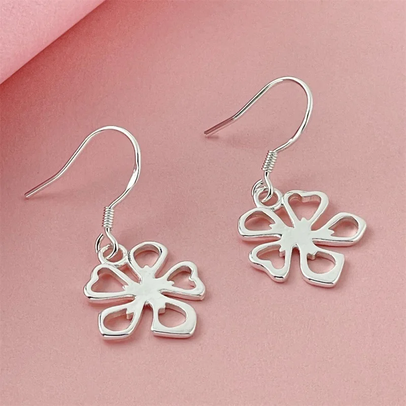 

Серьги из стерлингового серебра 925 пробы, полые серьги с пятью лепестками и цветами для женщин, простые модные серьги, ювелирные изделия на годовщину, подарок