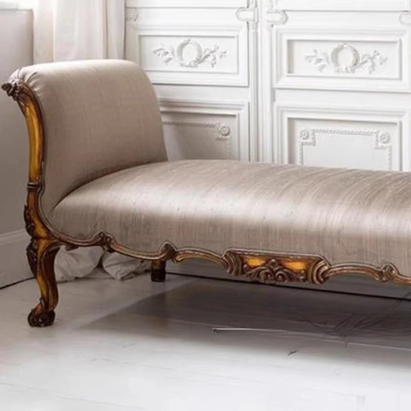

Solid wood gold-painted concubine couch retro concubine chair American single sofa bed reclining chair beauty