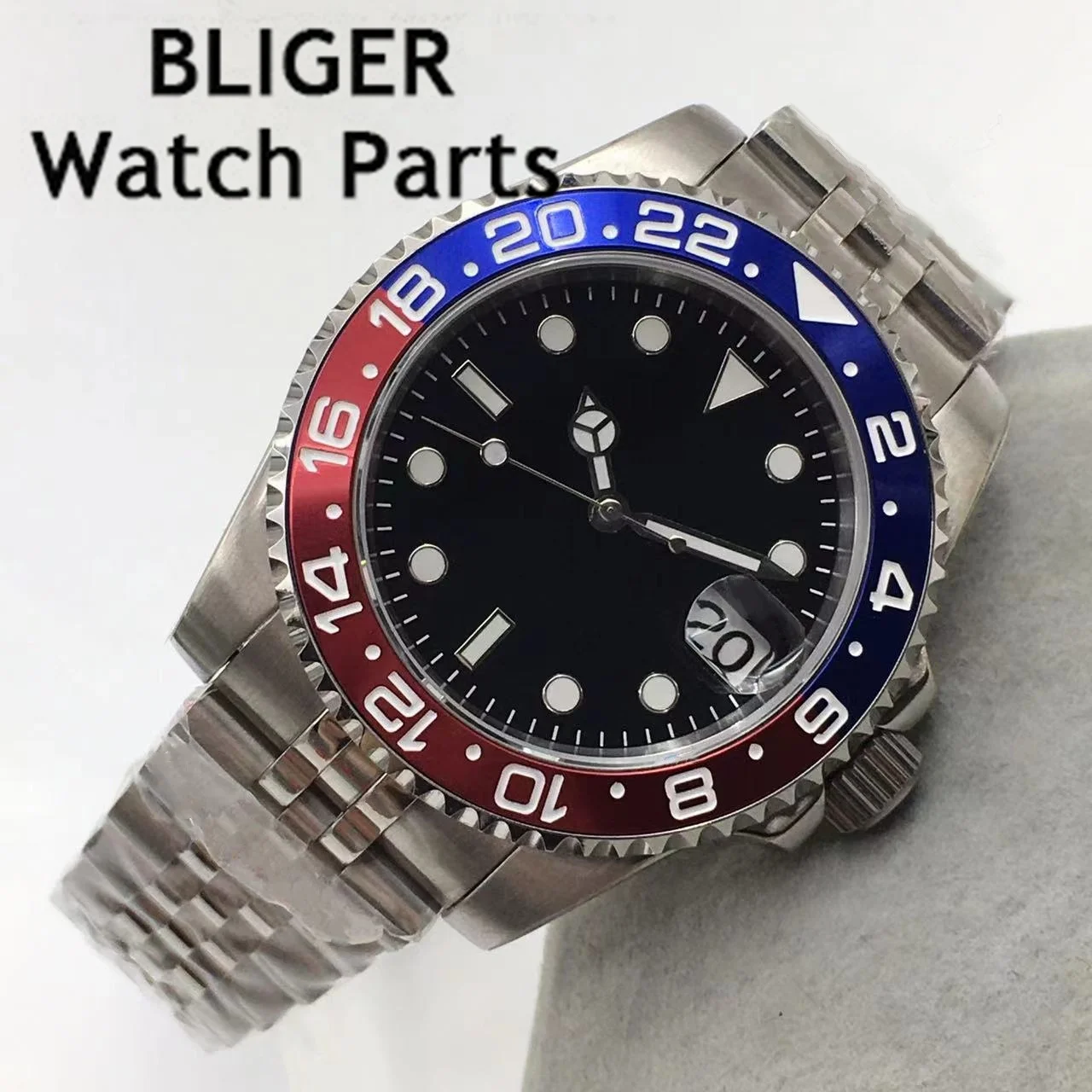 BLIGER Роскошные мужские NH35A Механические часы Браслет из нержавеющей стали Сапфировое стекло Зеленые светящиеся мужские часы Reloj Hombre