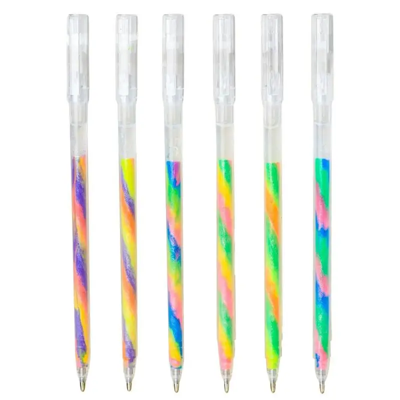 Bolígrafos de Gel brillantes, bolígrafos de gradiente de arcoíris de punta fina de 6 colores para resaltar en marcadores, lápices de colores de