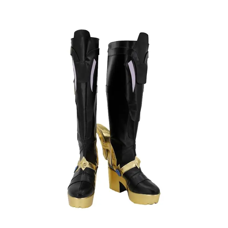 

Doctor Dottore Cosplay Shoes Fashion Long Black Boots for Halloween Carnival Party