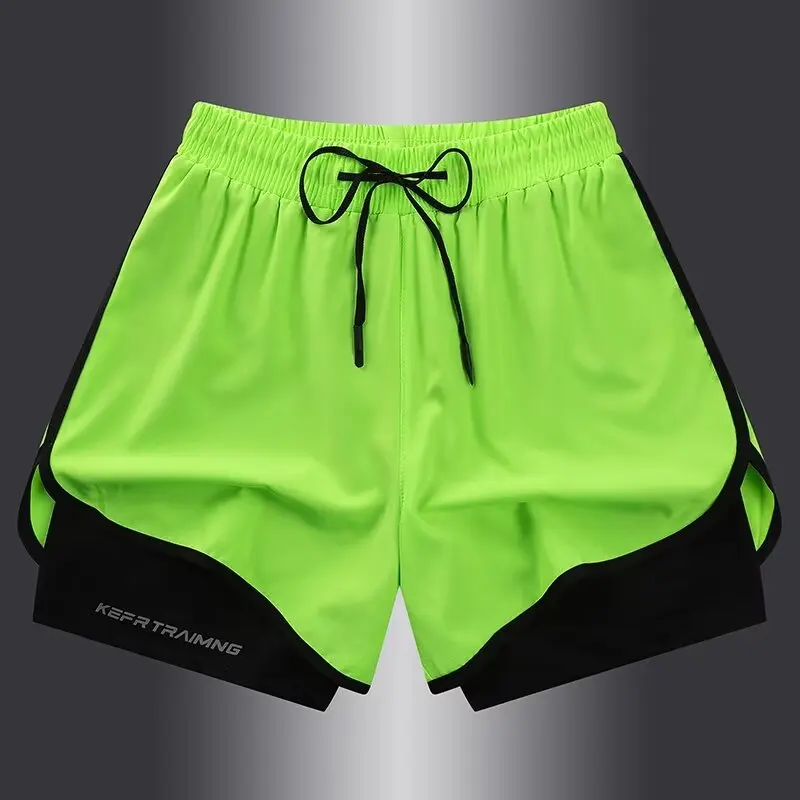 Women's Ice Silk Running Shorts Summer Sports Quick Dry Fitness Training Three-quarter Length Pants Korean Style Natural Waist