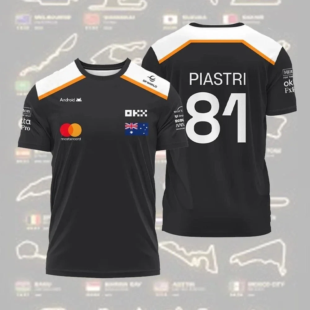 2025 جديد F1 سباق تي شيرت الصيف الرجال لاندو نوريس رقم. تي شيرت رياضي خارجي 4 سائق، بدلة ركوب الدراجات سريعة الجفاف