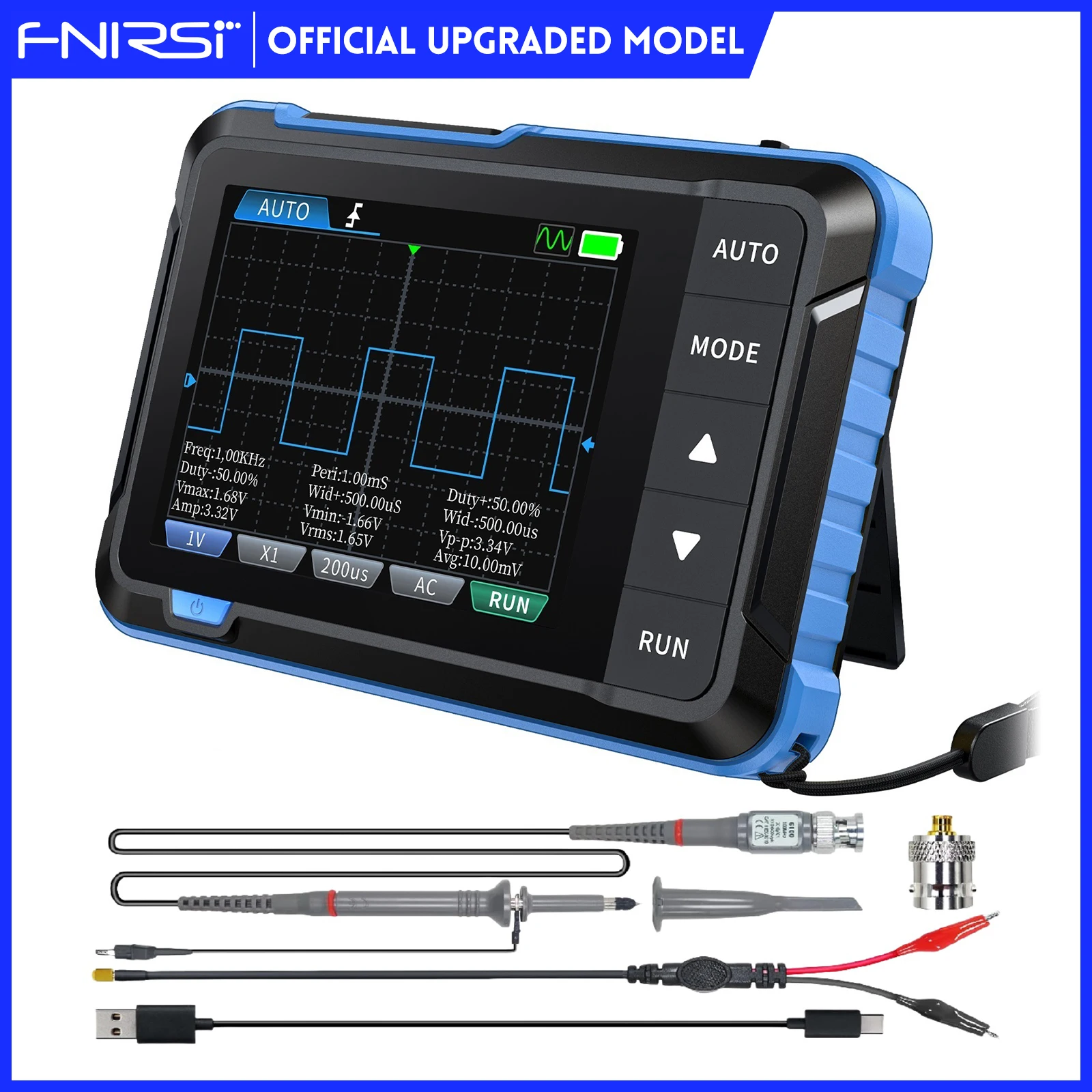 

FNIRSI DSO153 Digital Portable Oscilloscope Signal Generator 2in1 1MHz Bandwidth 5MSa/s Sampling Rate Electronics Repair Tools