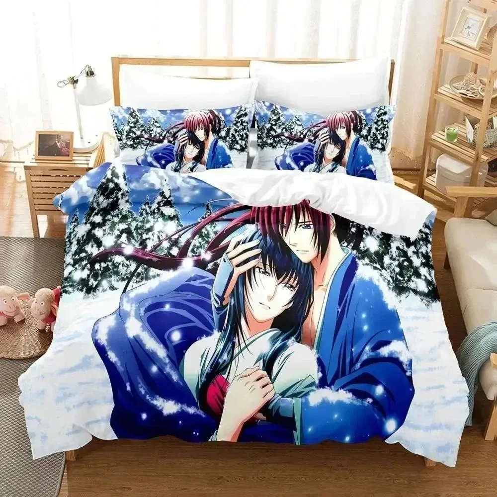 

3D Print Anime Rurouni Kenshin Bedding Set Duvet Cover Bed Set Quilt Cover Pillowcase Queen Boys Adult Bedding Set