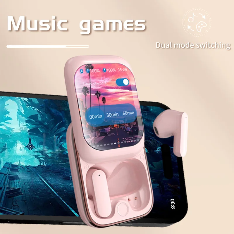 H8 슬라이드 컬러 스크린 블루투스 이어폰 무선 TWS 고화질 소음 감소 매우 긴 배터리 수명 음질