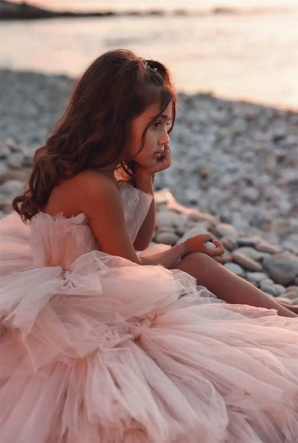 Customized Blush Pink Flower Girls Dresses For Wedding Ruffles Baby Girl Birthday Gowns for Party Pageant High Low Prom Dress