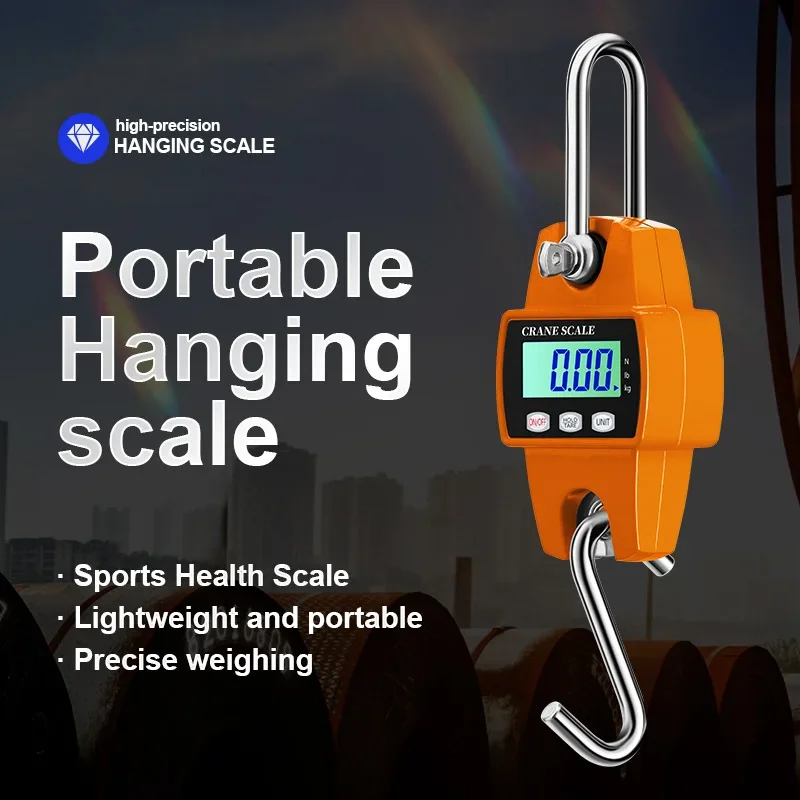 200/300KG Digital Hanging Scale High-Precision LCD Display w/Stainless Steel Hook Fishing/Luggage/Bike Weight Tool (KG/LB/N)