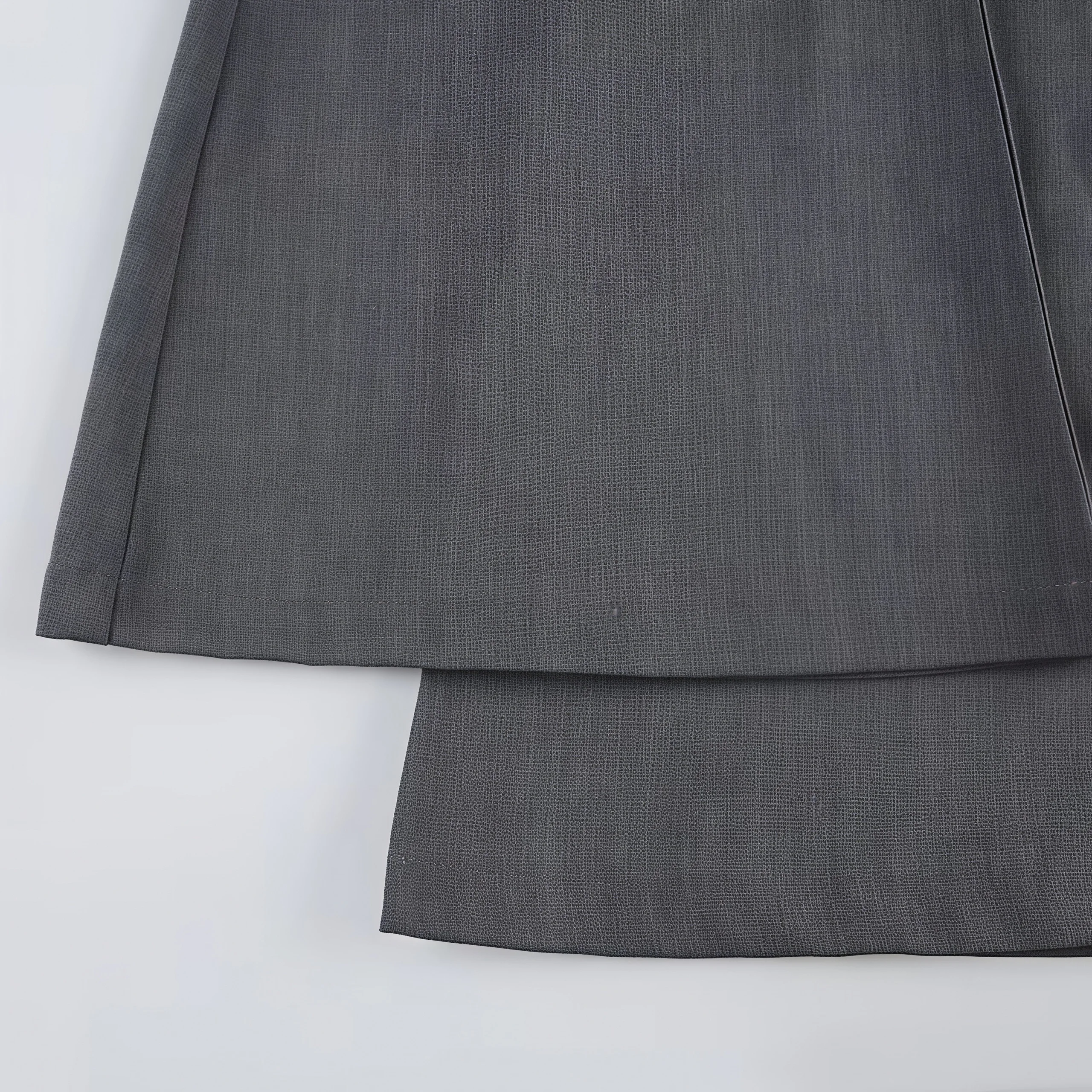 Y2K Retro Low-Rise Geraffte Schlaghose für Damen, Graues Anzugmaterial, Weit Ausgestellte Hose, Vintage Y2K Street Office Casual Lange Hose – Detail 10