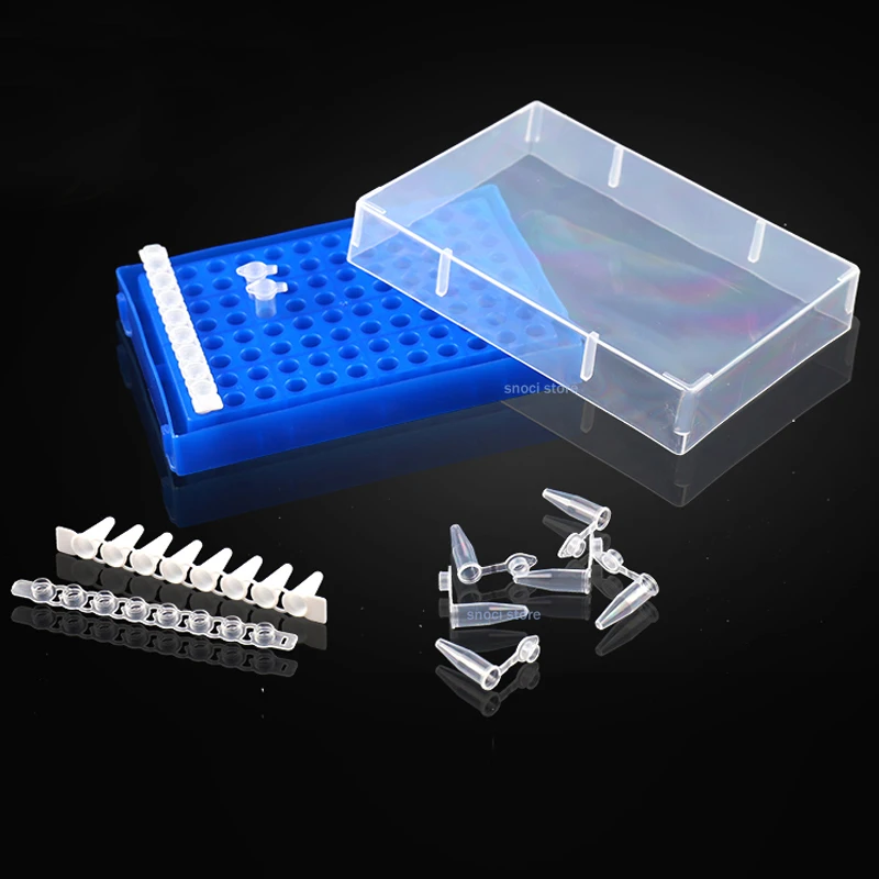 5 Stück 96-Loch PCR-Röhrchenhalter 0,2ml Zentrifugenröhrchenbox mit transparentem Deckel Kunststoff-Aufbewahrungsbox Labor-PP-Röhrchenhalter – Detail 19