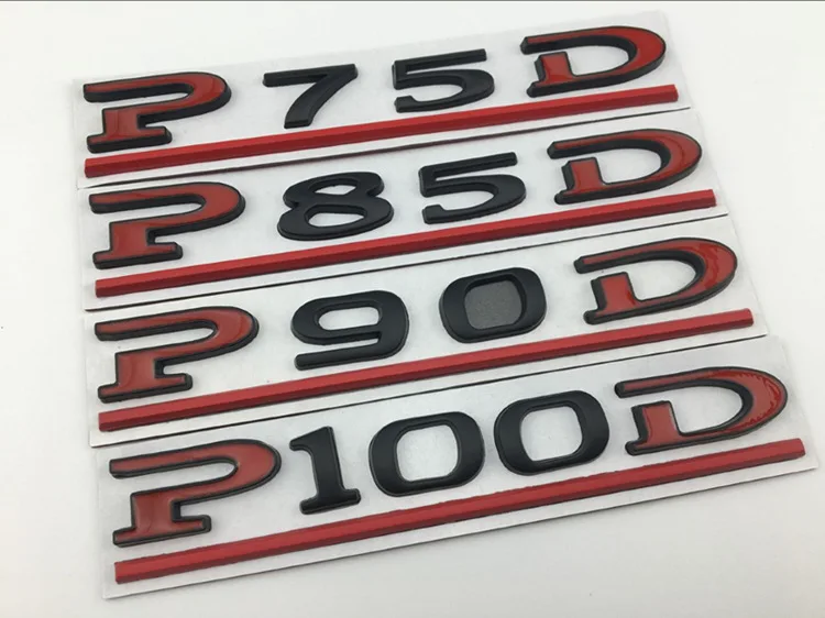 P75D P85D P90D P100D Underline ABS Letters Emblem for Tesla Model 3 Model X Model S Car Styling Trunk Badge Sticker Red Black