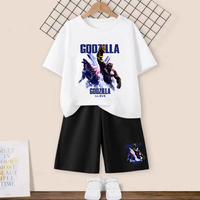 Godzillas VS KingKongs T-shirt Shorts Set Kids New Anime Monster Orangutan Tees Pants Boys Short Sleeve Children Summer Clothing