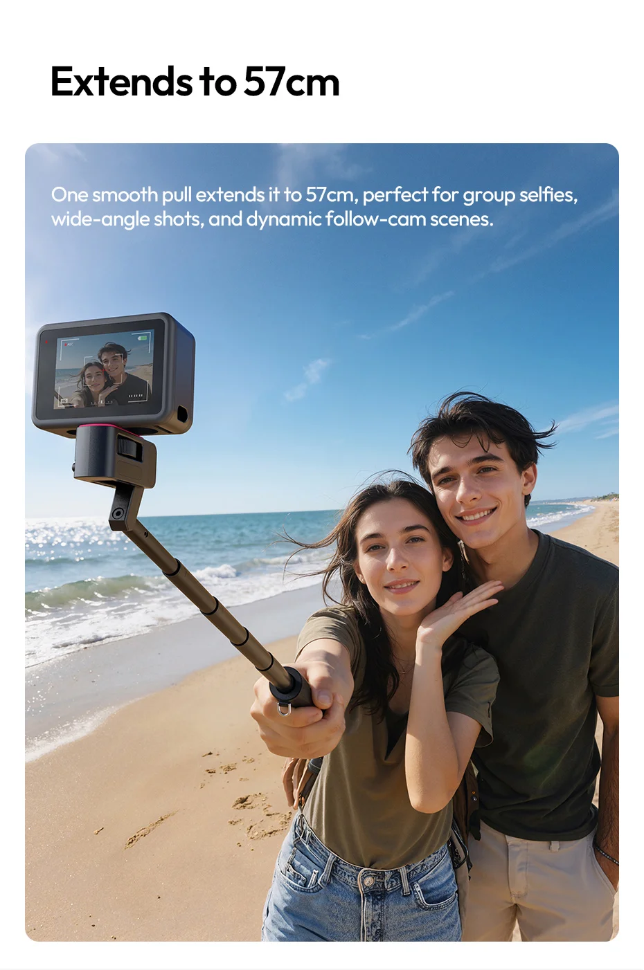 Ulanzi MT98 Faltbarer Selfie-Stick Stativ für Insta360 für DJI Action 6/5/4 für Outdoor-Reisen Vlog Selfie-Stick Stativ 17-57cm – Detail 14