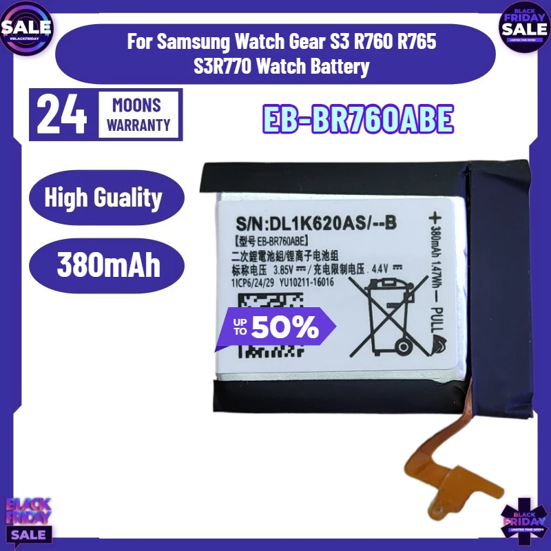 

Battery EB-BR760ABE 380mAh for Samsung Watch Gear S3 R760 R765 S3R770 Watch Battery