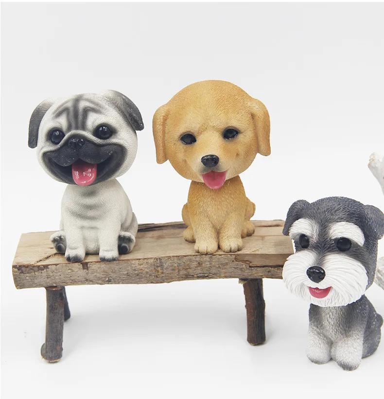 Simulation Dog Miniature Figurine Animal Model Pug Bichon Frise Samoye Schnauzer Home Decor Fairy For Car Decoration Accessories