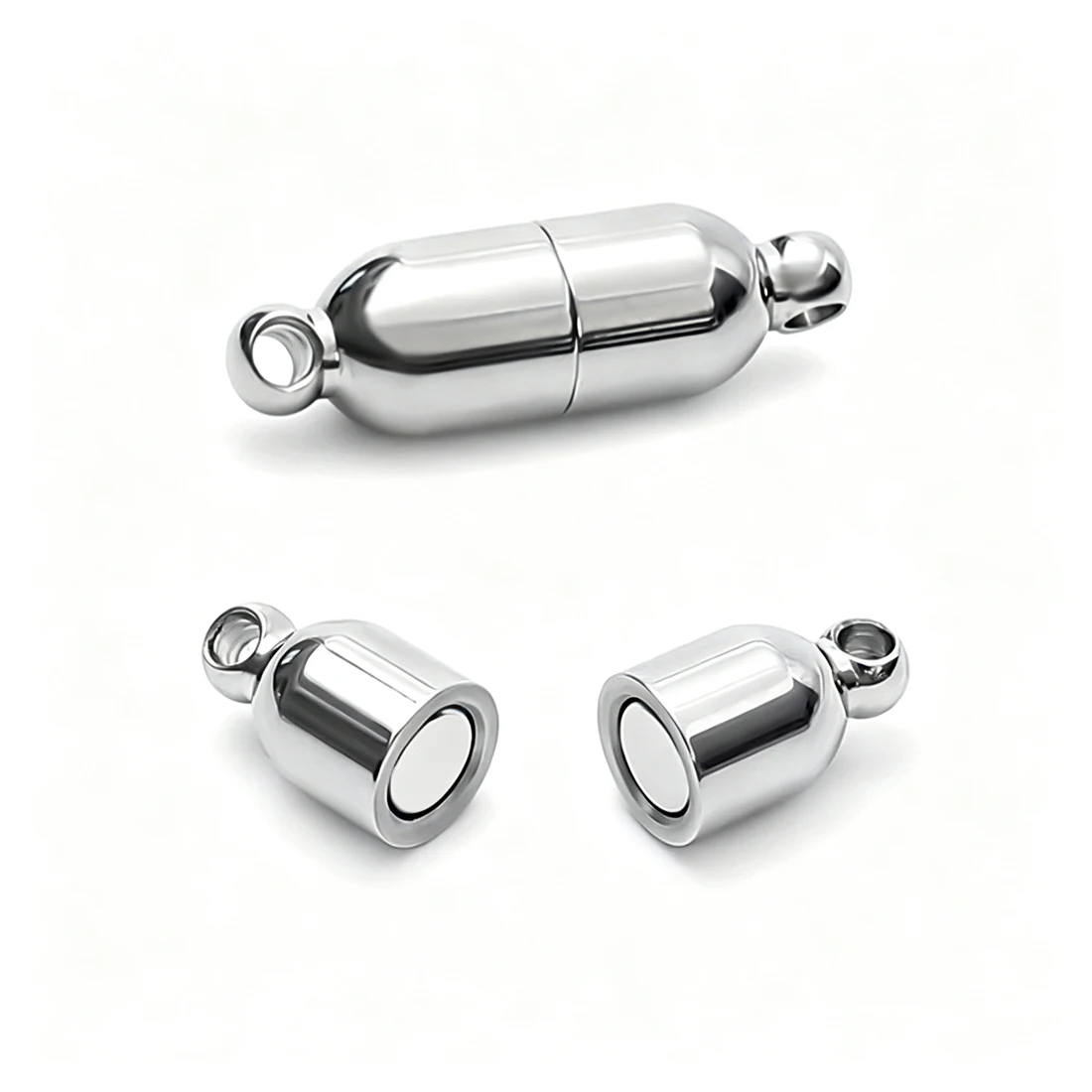 5/10Pcs Stainless Steel Grooved Cylinder Magnetic Clasps With Loops Strong Magnet Connector For Pearl Bracelet Necklace Jewelry view 2