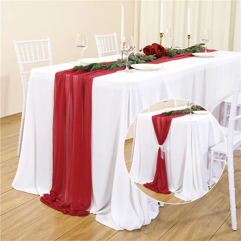 

Wedding Table Runner Banquet Table Cloth Voile Table Runner Tablecloth Decor Photographic Props Wedding Backdrop Party Supplies