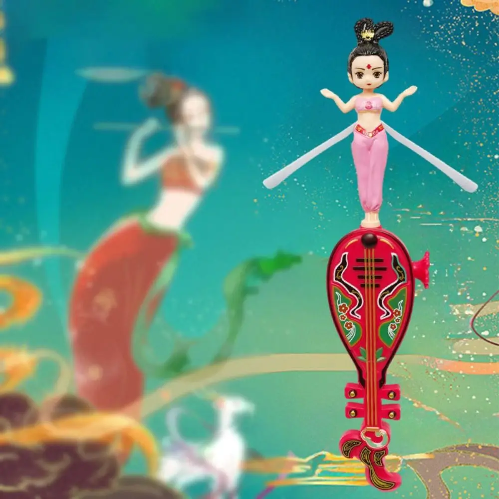 Funny Dancers Flying Dolls Disc Fairy Spinner Toy Cartoon PP Flying Disc Toy Pipa Fairy Flyer Pull String Toy Birthdays
